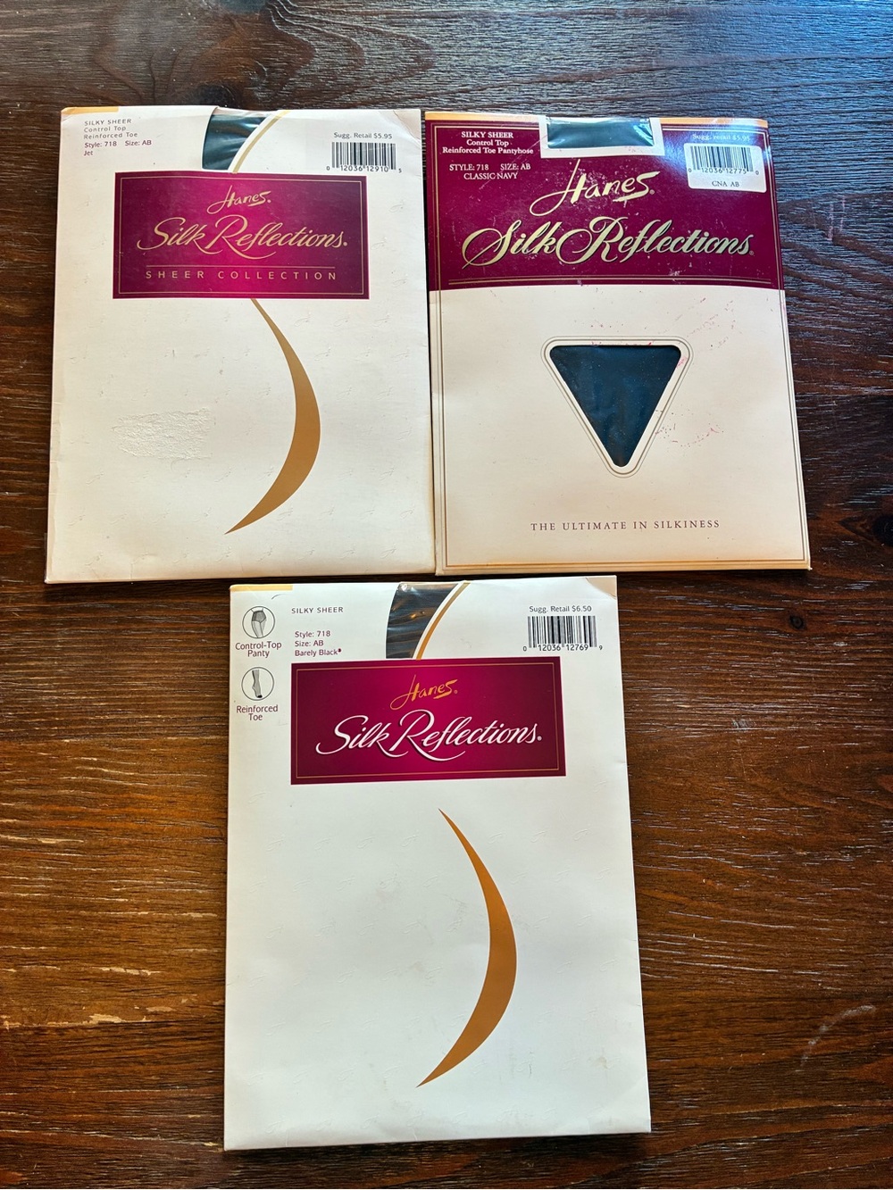 Vintage 90s Y2K Hanes Silk Reflections Pantyhose Lot 3 Size AB Navy Black NIP